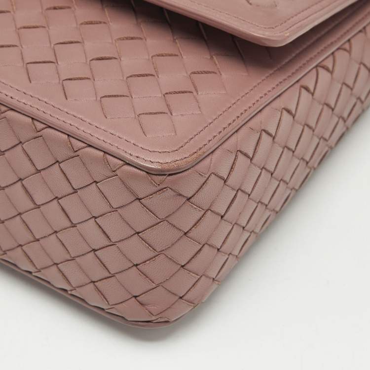 Pre Owned Bottega Veneta Old Rose Intrecciato Leather Alumna Top Handle Bag