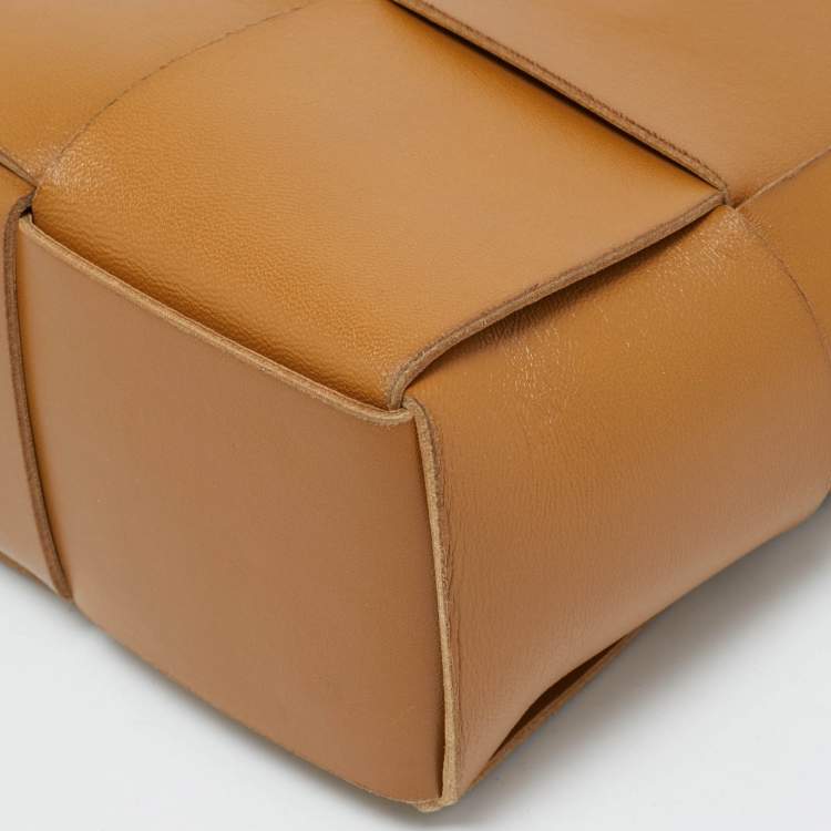 Pre Owned Bottega Veneta Brown Intreccio Leather Mini Arco Tote