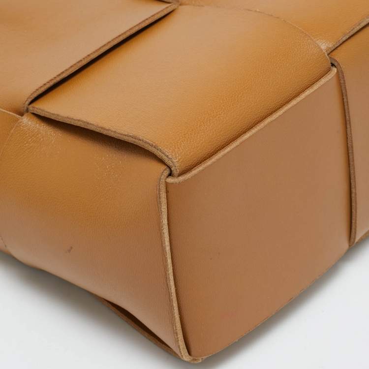 Pre Owned Bottega Veneta Brown Intreccio Leather Mini Arco Tote