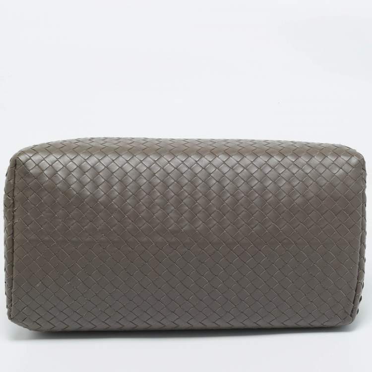 Pre Owned Bottega Veneta Grey Intrecciato Leather Medium Roma Tote