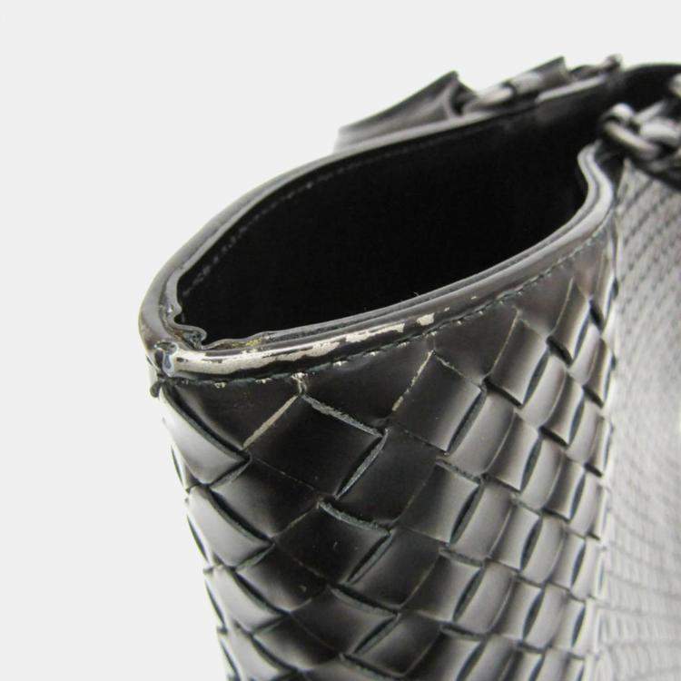Pre Owned Bottega Veneta Intrecciato Black Leather Handbag 