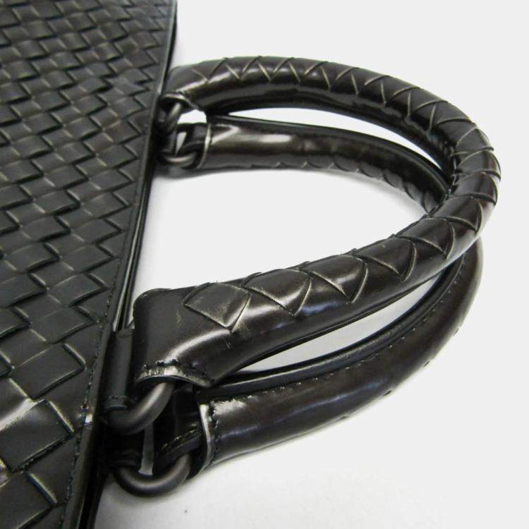 Pre Owned Bottega Veneta Intrecciato Black Leather Handbag 