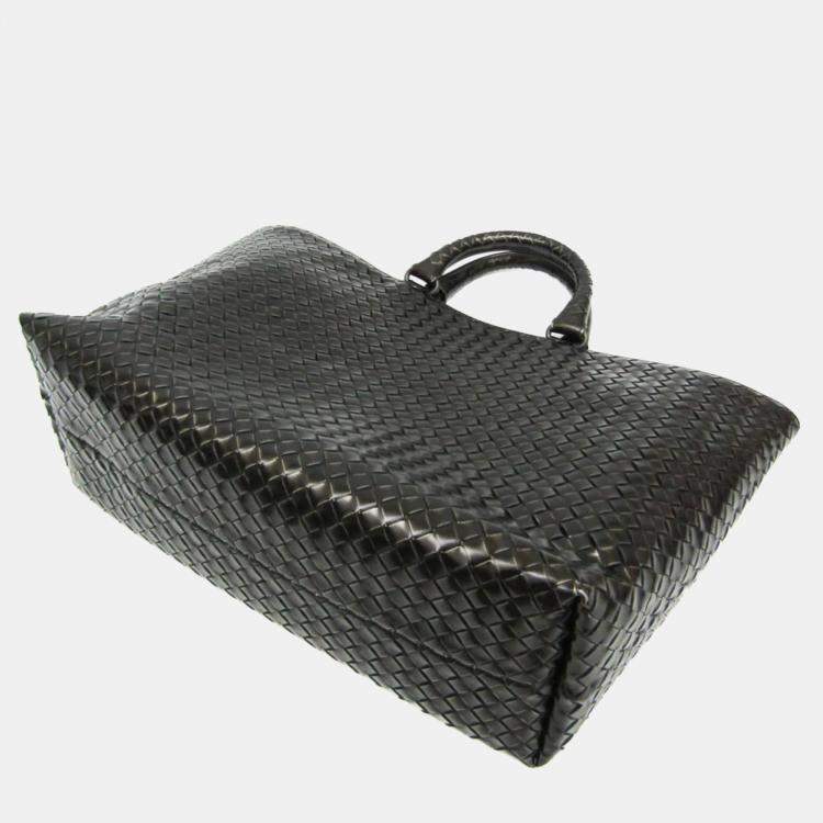 Pre Owned Bottega Veneta Intrecciato Black Leather Handbag 