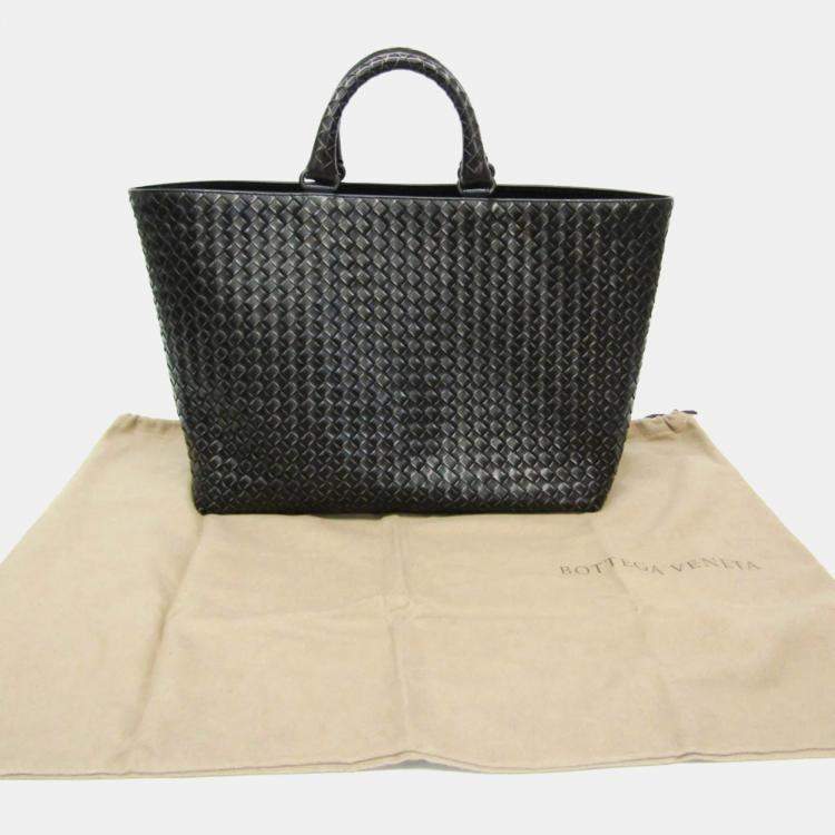 Pre Owned Bottega Veneta Intrecciato Black Leather Handbag 