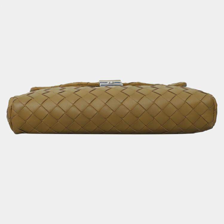 Pre Owned Bottega Veneta Intrecciato Flap Push-lock Clutch Bag