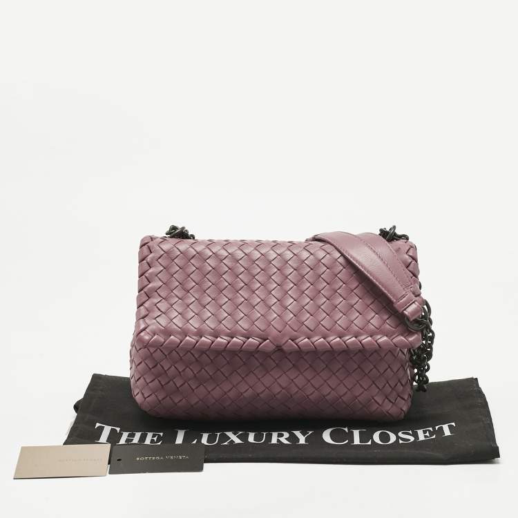 Pre Owned Bottega Veneta Pink Intrecciato Leather Small Olimpia Shoulder Bag