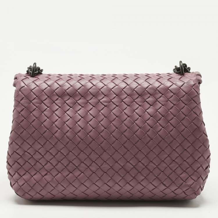 Pre Owned Bottega Veneta Pink Intrecciato Leather Small Olimpia Shoulder Bag