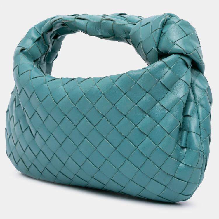 Pre Owned Bottega Veneta Blue Mini Nappa Intrecciato Jodie