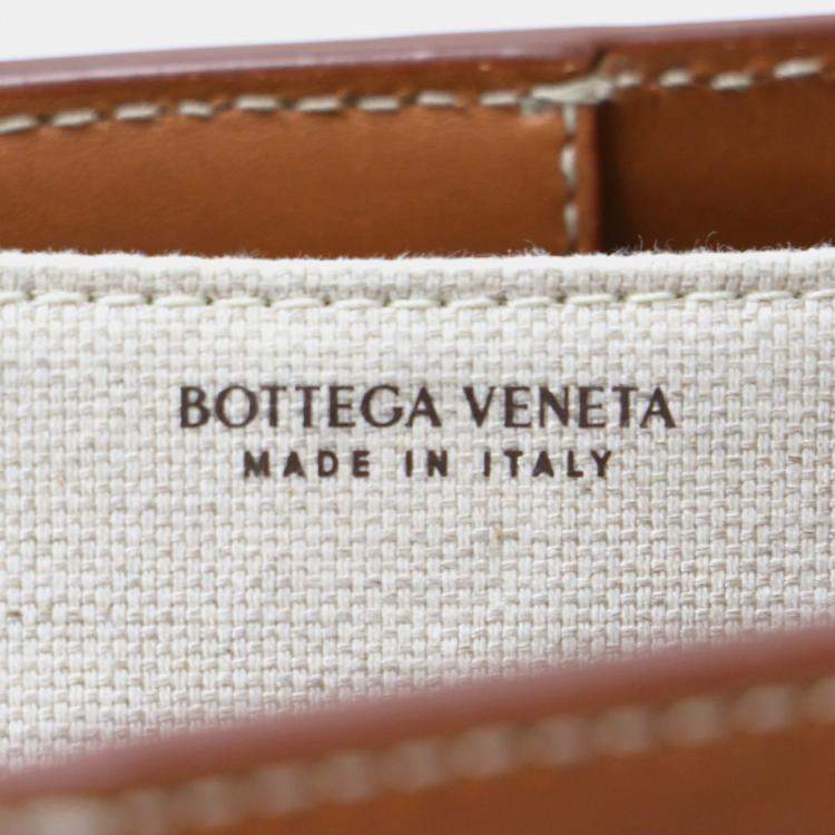 Pre Owned Bottega Veneta Andiamo Small Brown Cotton Tote Bag