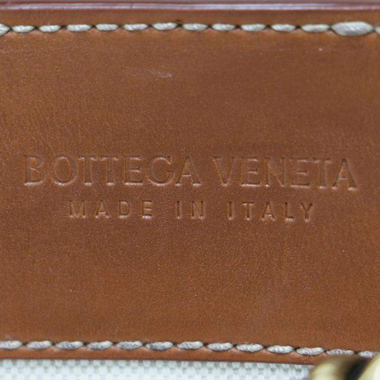 Pre Owned Bottega Veneta Andiamo Small Brown Cotton Tote Bag
