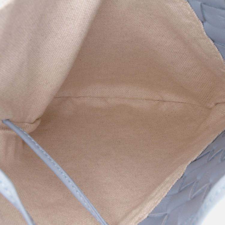 Pre Owned Bottega Veneta Blue/White Small Nappa and Canvas Intrecciato Solstice Shoulder Bag