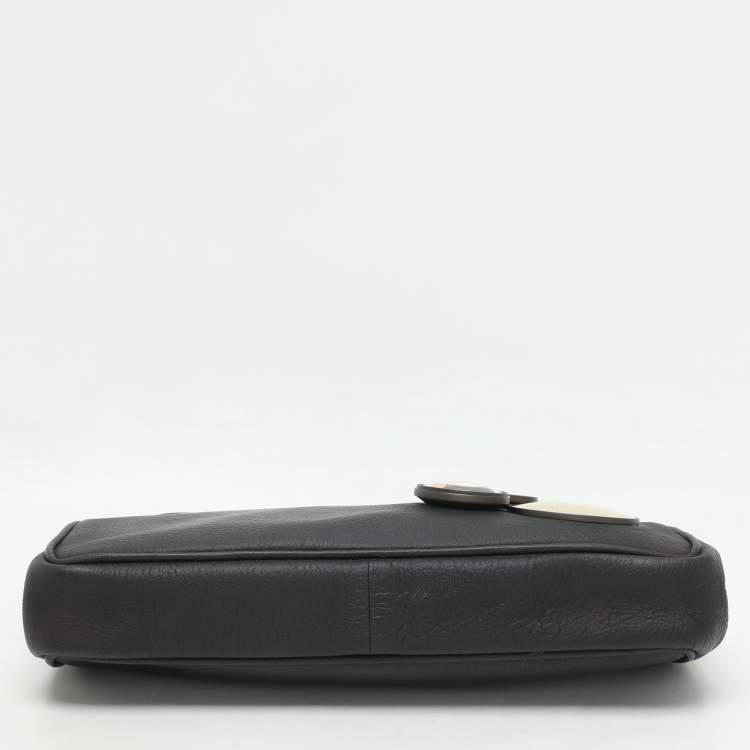 Pre Owned Bottega Veneta Black Leather Embellished Clutch