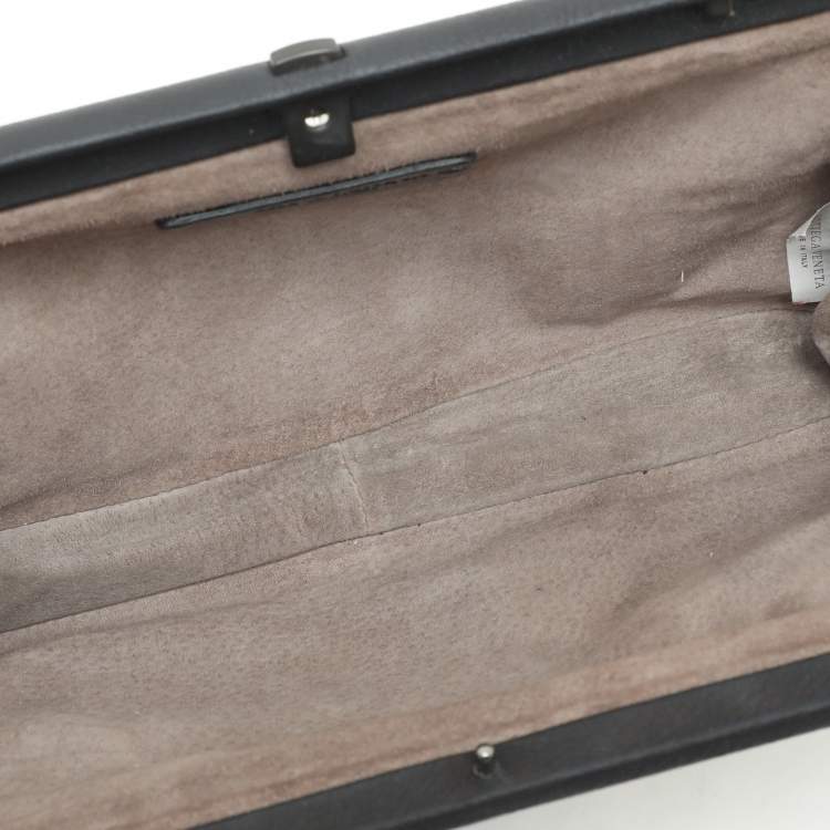 Pre Owned Bottega Veneta Black Leather Embellished Clutch