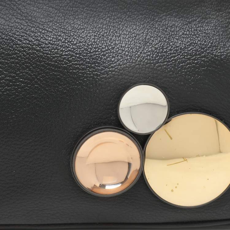 Pre Owned Bottega Veneta Black Leather Embellished Clutch