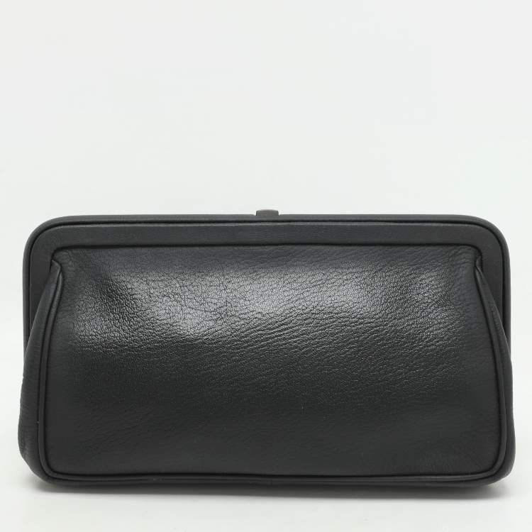 Pre Owned Bottega Veneta Black Leather Embellished Clutch