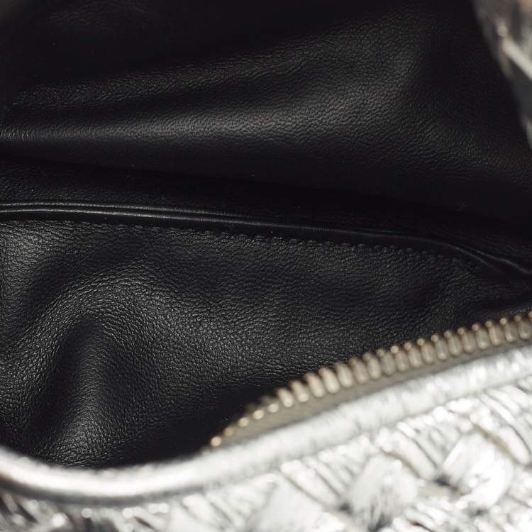 Pre Owned Bottega Veneta Metallic Silver Leather Mini Jodie Hobo