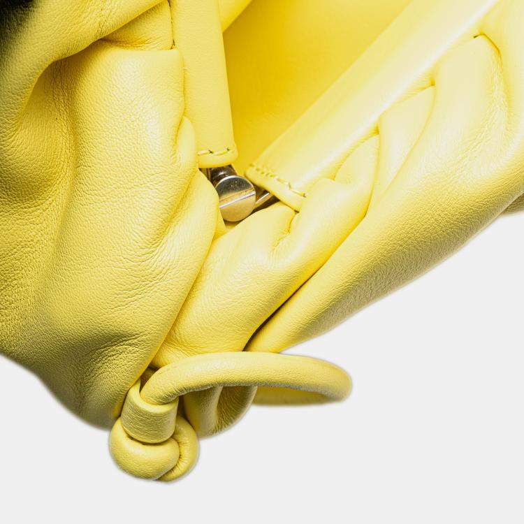 Pre Owned Bottega Veneta Yellow Lambskin The Fringe Pouch
