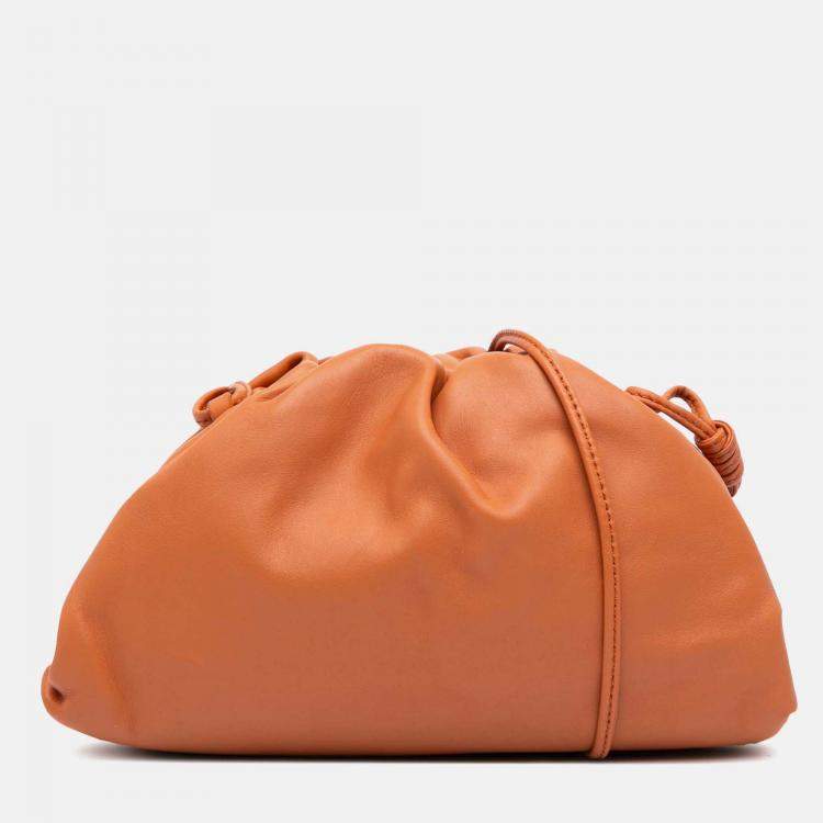 Pre Owned Bottega Veneta Brown Lambskin The Mini Pouch