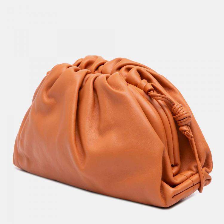 Pre Owned Bottega Veneta Brown Lambskin The Mini Pouch
