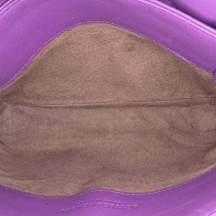 Pre Owned Bottega Veneta Purple Small Nappa Intrecciato Olimpia Shoulder Bag