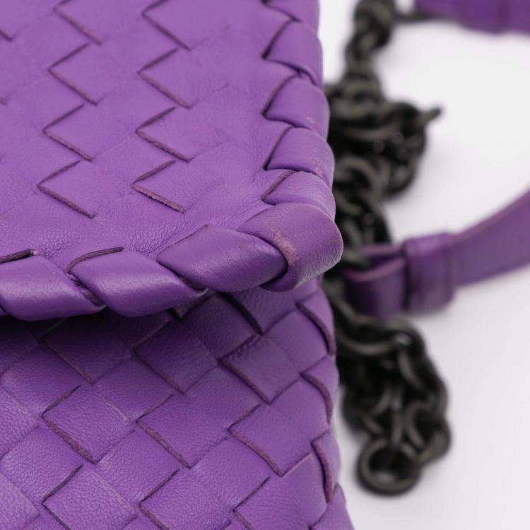 Pre Owned Bottega Veneta Purple Small Nappa Intrecciato Olimpia Shoulder Bag