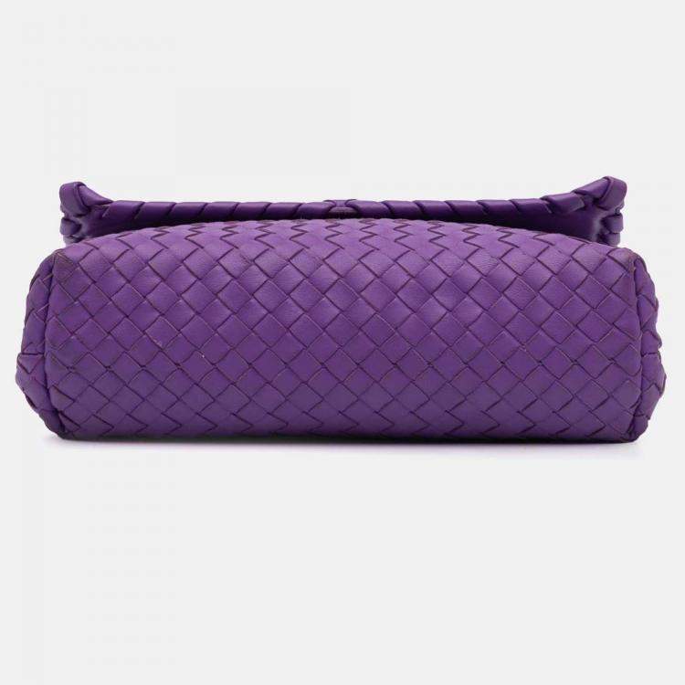 Pre Owned Bottega Veneta Purple Small Nappa Intrecciato Olimpia Shoulder Bag