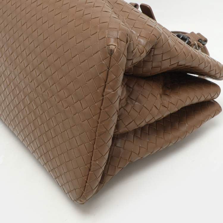 Pre Owned Bottega Veneta Beige Intrecciato Leather Medium Roma Tote
