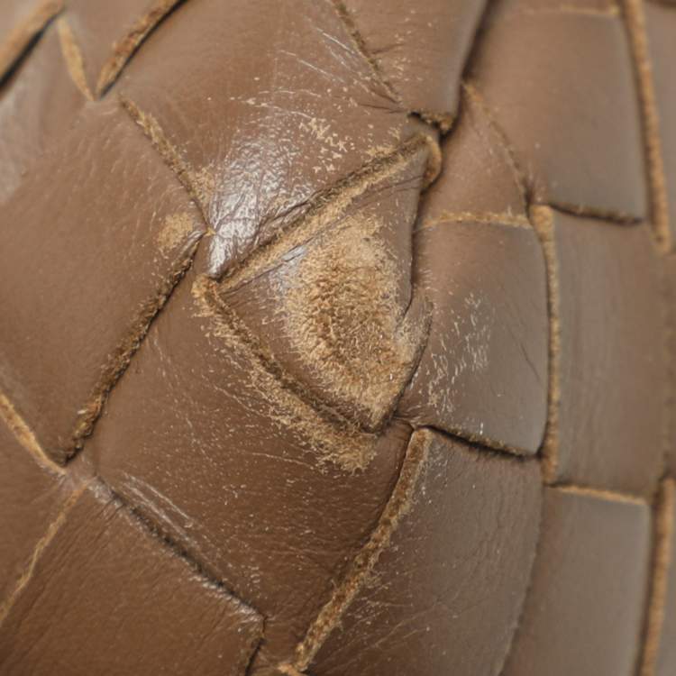 Pre Owned Bottega Veneta Beige Intrecciato Leather Medium Roma Tote