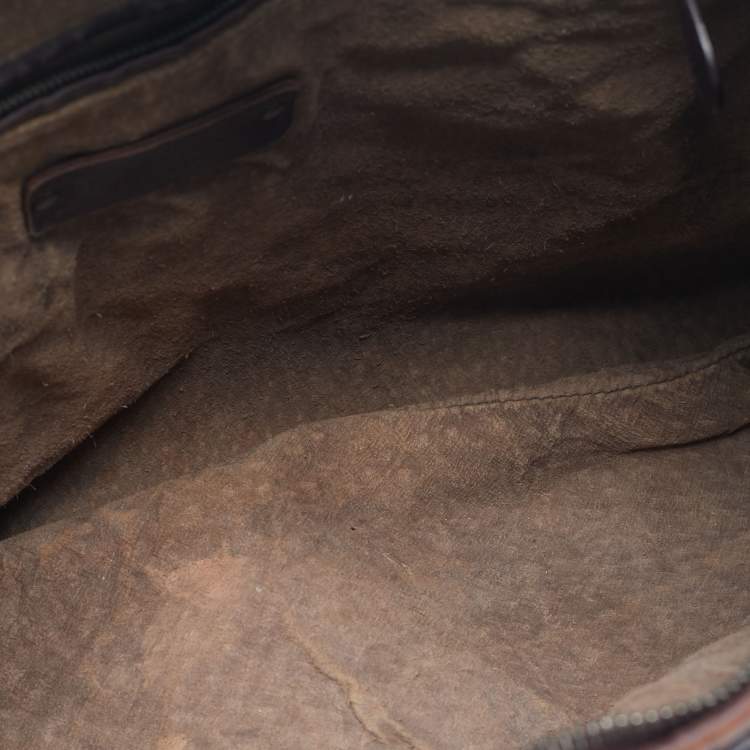 Pre Owned Bottega Veneta Dark Brown Intrecciato Leather Large Veneta Hobo