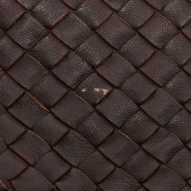 Pre Owned Bottega Veneta Dark Brown Intrecciato Leather Large Veneta Hobo