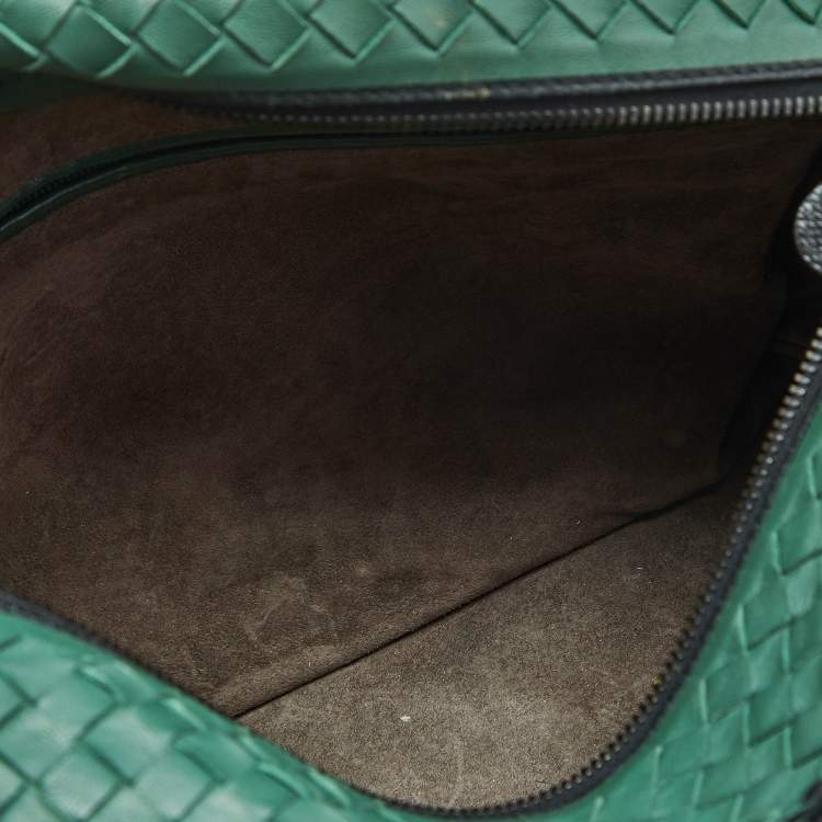 Pre Owned Bottega Veneta Green/Black Intrecciato Leather and  Karung Chain Tote