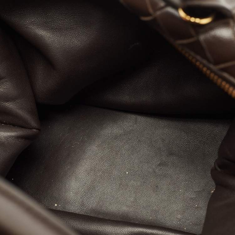 Pre Owned Bottega Veneta Choco Brown Intrecciato Leather Medium Bauletto Bag