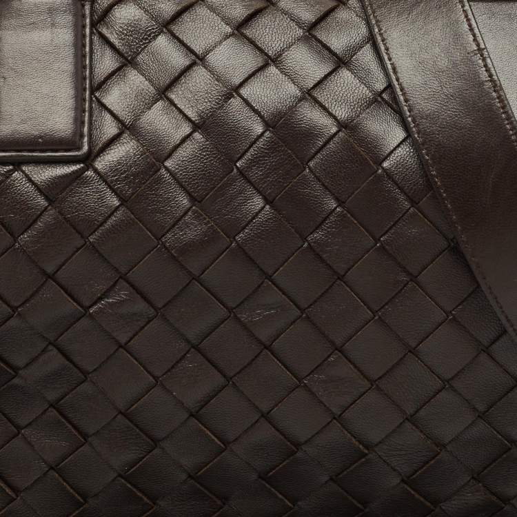 Pre Owned Bottega Veneta Choco Brown Intrecciato Leather Medium Bauletto Bag