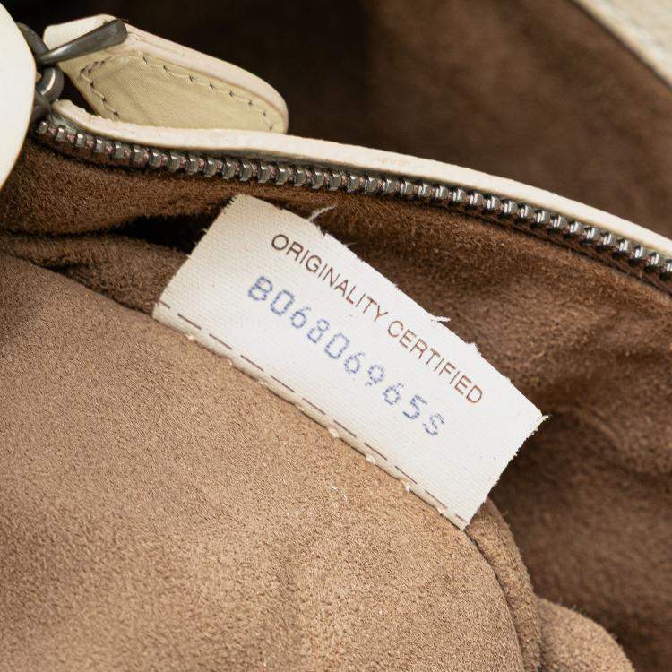 Pre Owned Bottega Veneta Double Chain Tote Medium White Intrecciato Stitched Leather Bag
