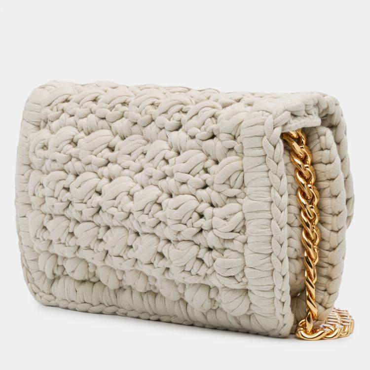 Pre Owned Bottega Veneta Crochet Brown Jersey Shoulder Bag