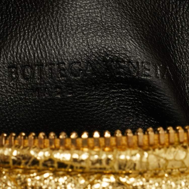 Pre Owned Bottega Veneta Metallic Gold Intrecciato Leather Mini Jodie Hobo