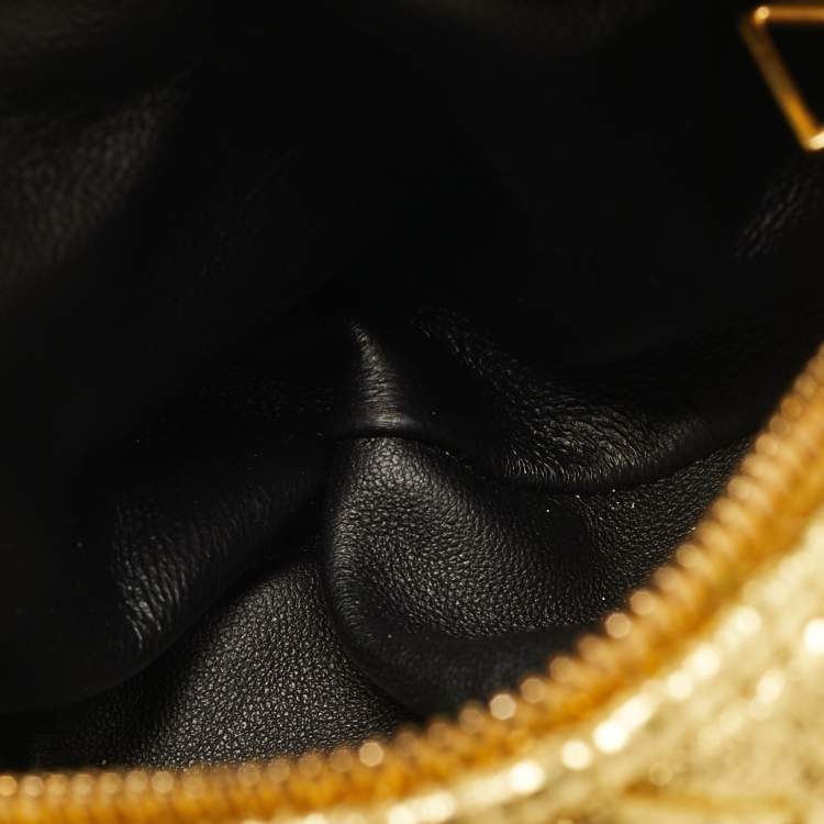 Pre Owned Bottega Veneta Metallic Gold Intrecciato Leather Mini Jodie Hobo