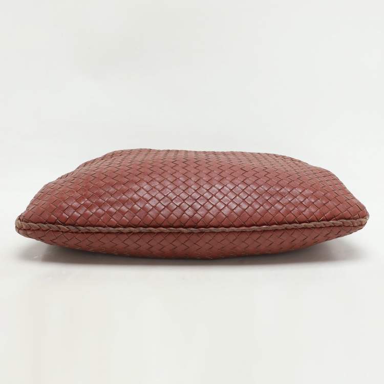 Pre Owned Bottega Veneta Brick Red Intrecciato Leather Medium Veneta Hobo