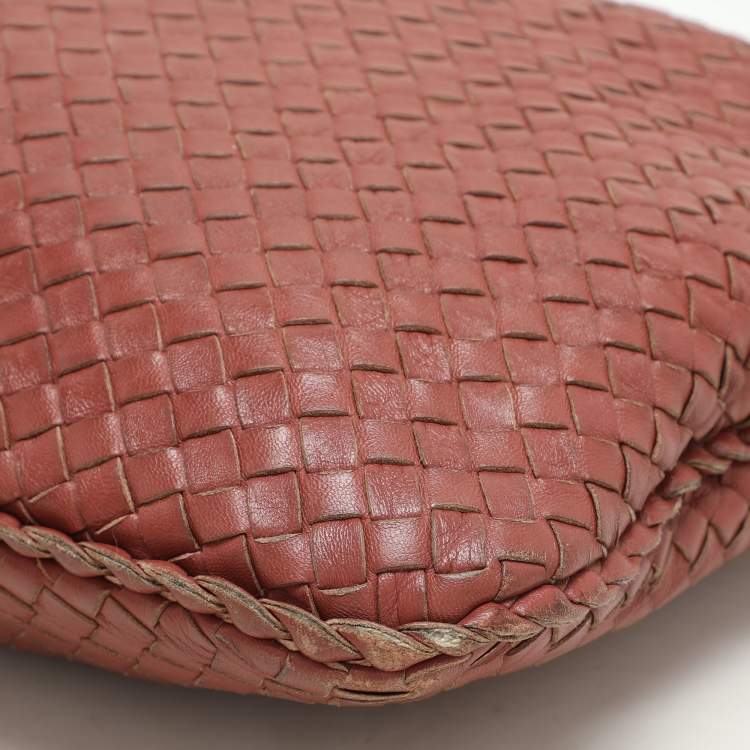 Pre Owned Bottega Veneta Brick Red Intrecciato Leather Medium Veneta Hobo