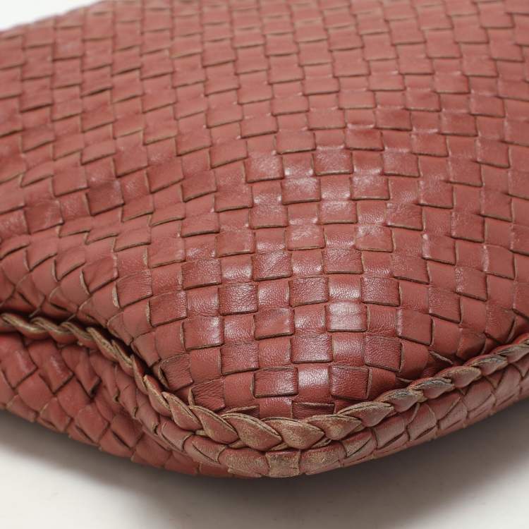 Pre Owned Bottega Veneta Brick Red Intrecciato Leather Medium Veneta Hobo