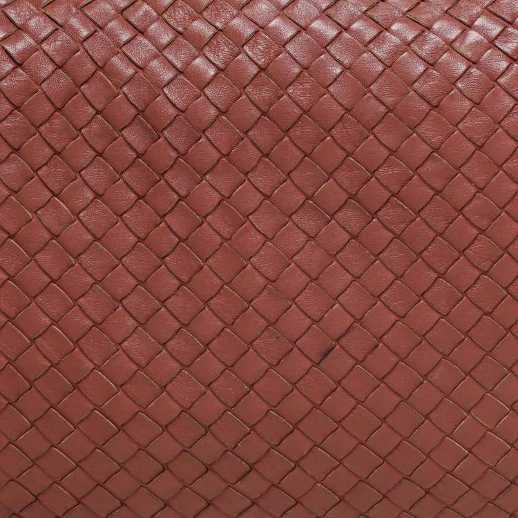 Pre Owned Bottega Veneta Brick Red Intrecciato Leather Medium Veneta Hobo