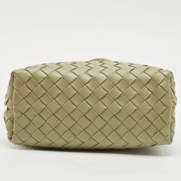Pre Owned Bottega Veneta Olive Green Intrecciato Leather Small Andiamo Tote