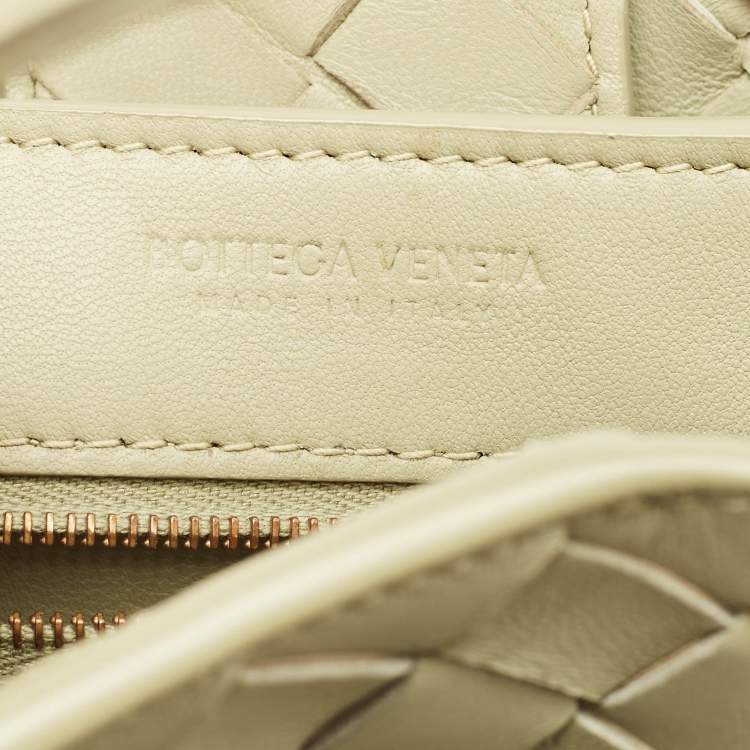 Pre Owned Bottega Veneta Olive Green Intrecciato Leather Small Andiamo Tote