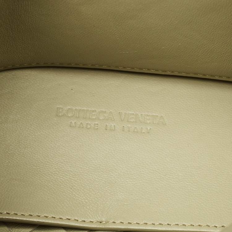 Pre Owned Bottega Veneta Olive Green Intrecciato Leather Small Andiamo Tote