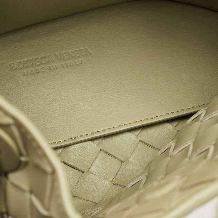 Pre Owned Bottega Veneta Olive Green Intrecciato Leather Small Andiamo Tote