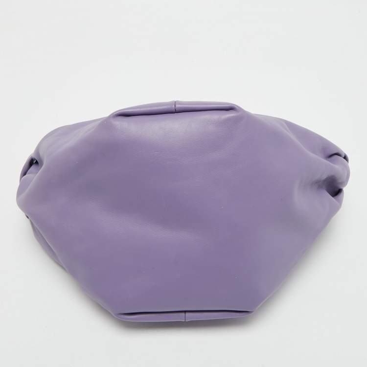 Pre Owned Bottega Veneta Purple Leather Mini Double Knot Clutch Bag