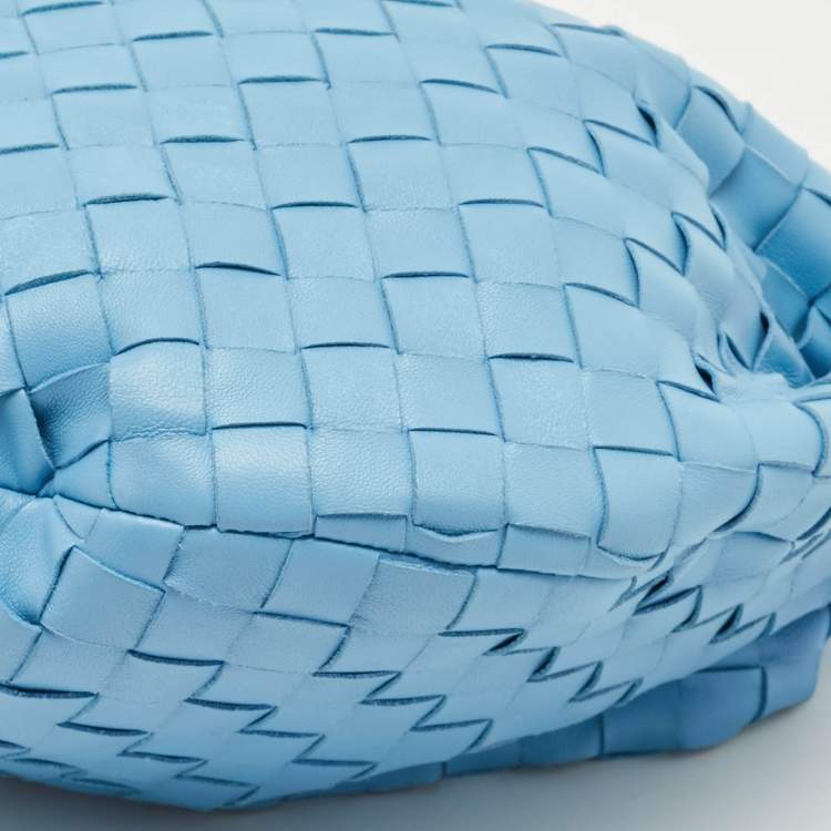 Pre Owned Bottega Veneta Light Blue Intrecciato Leather Small Jodie Hobo