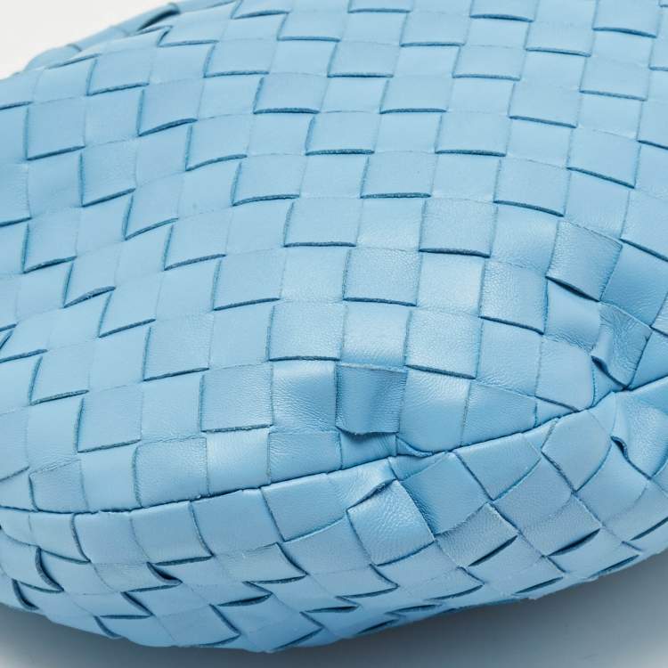 Pre Owned Bottega Veneta Light Blue Intrecciato Leather Small Jodie Hobo