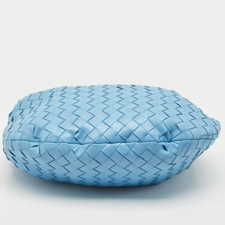 Pre Owned Bottega Veneta Light Blue Intrecciato Leather Small Jodie Hobo