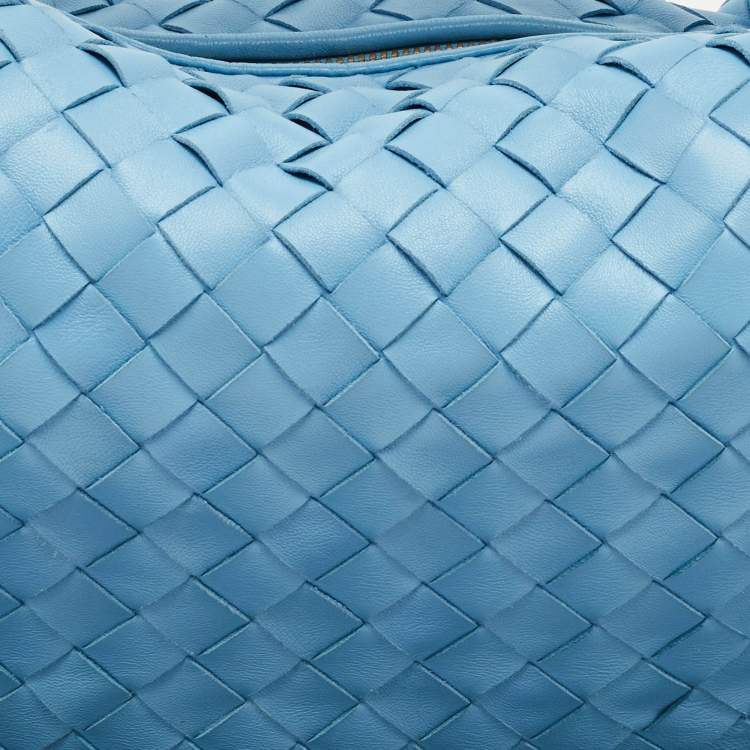 Pre Owned Bottega Veneta Light Blue Intrecciato Leather Small Jodie Hobo